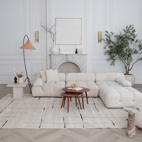 Tapis d'intérieur abstrait Rug Branch Domus, crème verte