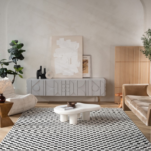 Rug Branch Maise Modern Checkered Indoor Outdoor Area Rug, Black White