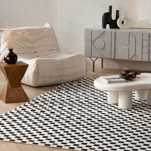 Rug Branch Maise Modern Checkered Indoor Outdoor Area Rug, Black White