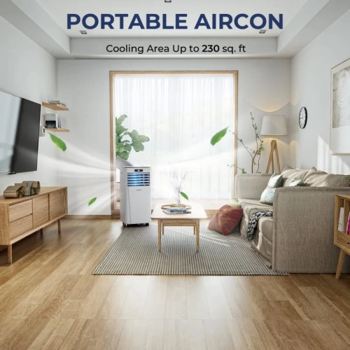 8000BTU Portable Air Conditioner | Cooling Fan with Drying, Sleep Mode, 24H Timer, Remote - Cools up to 230 Sq. ft