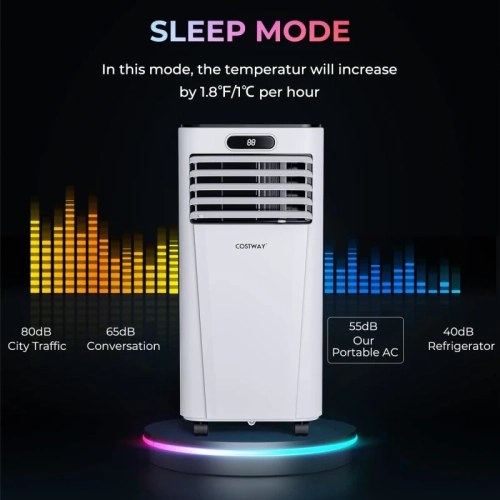 8000BTU Portable Air Conditioner | Cooling Fan with Drying, Sleep Mode, 24H Timer, Remote - Cools up to 230 Sq. ft