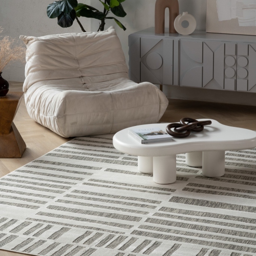 Rug Branch Maise Modern Abstract Indoor Outdoor Area Rug, Cream Beige -