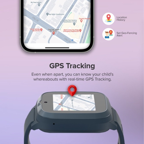 Mon premier Fone S3+ – Montre intelligente pour enfants eSIM, téléphone GPS, appel vidéo HD Messagerie vocale Fréquence cardiaque - Bleu cosmique