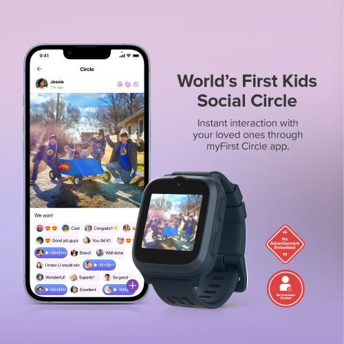 Mon premier Fone S3+ – Montre intelligente pour enfants eSIM, téléphone GPS, appel vidéo HD Messagerie vocale Fréquence cardiaque - Bleu cosmique