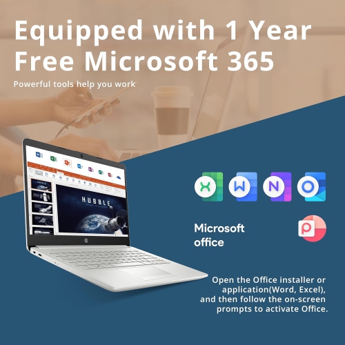 HP Premium 14" Stream HD Laptop, Intel Celeron N4120, 64GB eMMC, 8GB RAM, HD Webcam, UHD Graphics, Bluetooth, 1 Year Office 365, Win 11s, Silver,