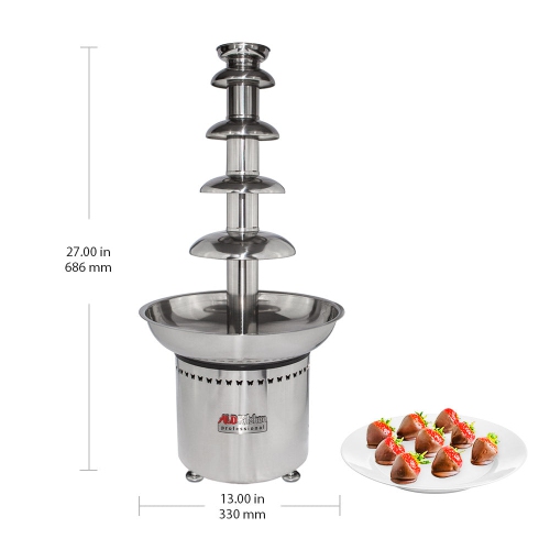 A-CF5M Chocolate Fountain | Stainless Steel Chocolate Fondue Fountain | 5 Tiers | Manual Control | 110V