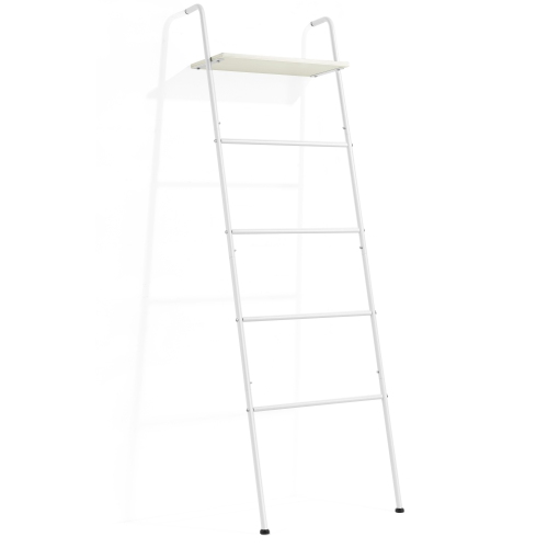 Vertical towel rack in metal with storage platform, white