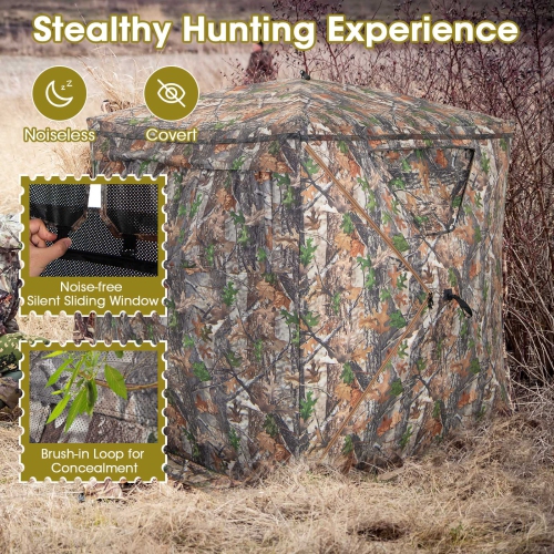 Costway Hunting Blind Portable Pop Up Ground Tent 2-3 Person with Carry Bag Storage Pocket