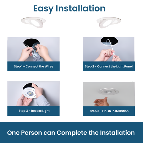 Luminaire encastrée à cardan mince DEL de 4 po avec boîte de jonction, 9 W 850LM à intensité réglable, plafonnier à DEL humide, 5CCT couleur