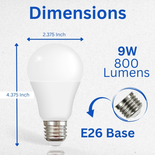 A19 LED Light Bulb, 10W 60W Equivalent 800 Lumens, A19 LED Bulb Light, Non-Dimmable, Standard E26 Base, CUL/UL Listed - Energy Saving 15000 Hours