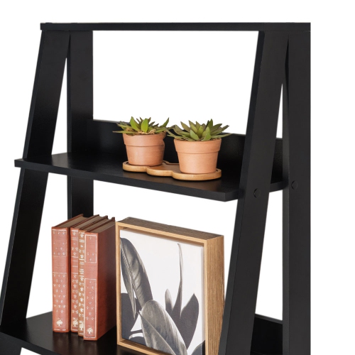 Madesa 2-Piece TV Stand and Ladder Shelf Set: 59" Entertainment Center with Cable Management + 24" 5-Tier Ladder Shelf for Storage, Office, Living