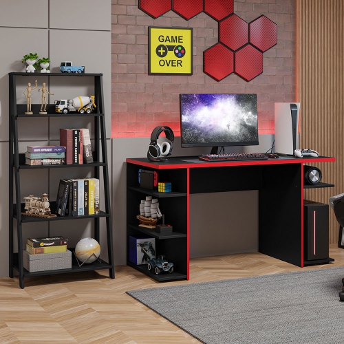 Bibliothèque debout à échelle de 53 po et moins Gamer de Madesa - Noir/rouge