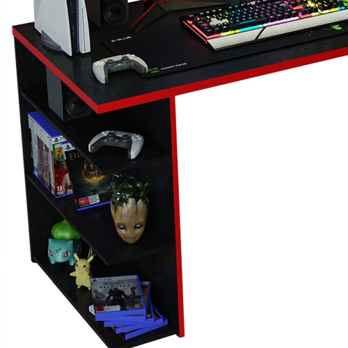 Bibliothèque debout à échelle de 53 po et moins Gamer de Madesa - Noir/rouge