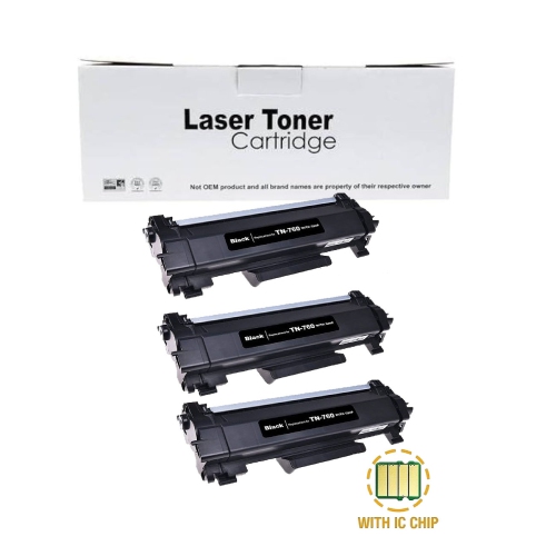 TONER4U - 3 Packs Toner Cartridges TN760 Compatible Cartridges for TN 760 HL L2350DW L2370DW L2370DWXL L2390DW L2395DW & MFC L2710DW L2730DW