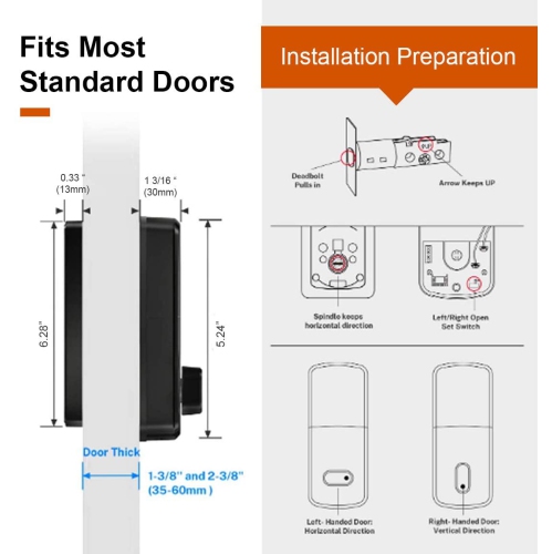 Smart Keypad Door Lock with 50 access codes, 1-touch auto-locking and alarm