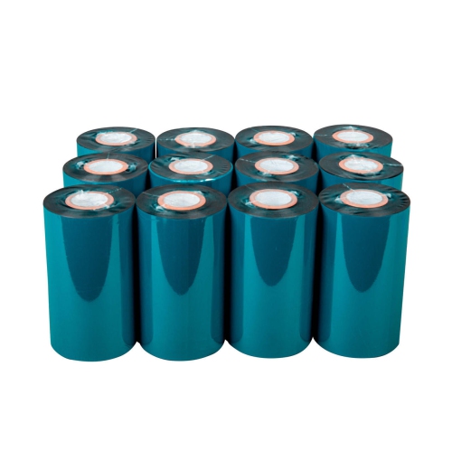 LabelJET 4.33" x 984ft / 110mm x 300m Black LJW121 Wax Ribbon For 4-Inch Desktop Printers 12/Rolls For Zebra, TSC, Godex 4-Inch Themral printers