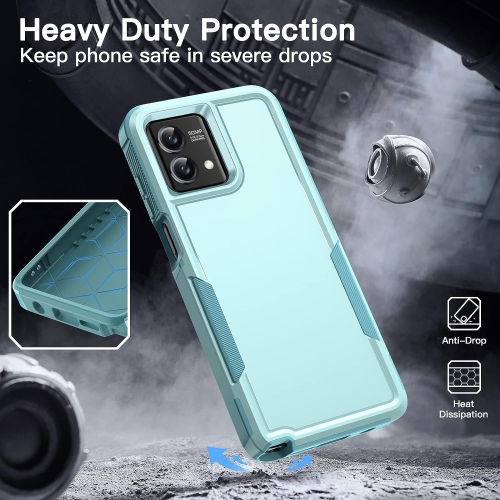 [CS] Dual Layers Heavy Duty Rubber Armor Hard Case Cover for Motorola Moto G Stylus 5G 2024, Teal