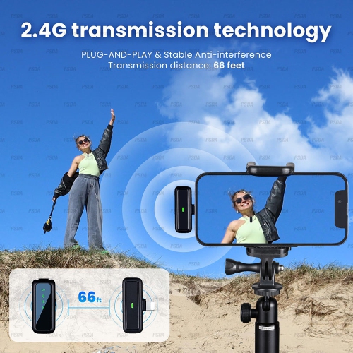 Wireless Microphone Bundle for iPhone with 2 Mini Mics 1 Receptor & Charging Base Great Lavalier Mic for TikTok Podcast Video