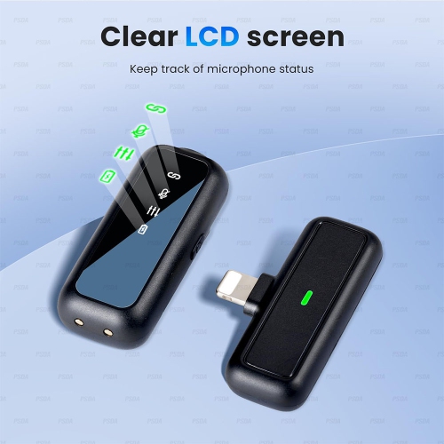 Wireless Microphone Bundle for iPhone with 2 Mini Mics 1 Receptor & Charging Base Great Lavalier Mic for TikTok Podcast Video