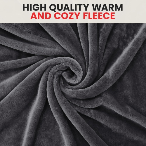 Couverture molletonnée en flanelle de lin canadien, 54 x 90 po, légère, en peluche ultra-douce anti-humidité, gris foncé