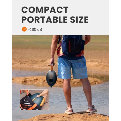 20PSI High Pressure SUP Air Pump The Dolphin | Quick Inflator & Auto-Off, 12V DC Car Connector