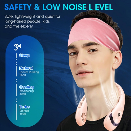 Neck Fan Rechargeable, 5000mAh Bladeless Portable Neck Fan Foldable 3 Speed Wearable Hands-Free Personal Cooling Fan with LED Display for Traveling,