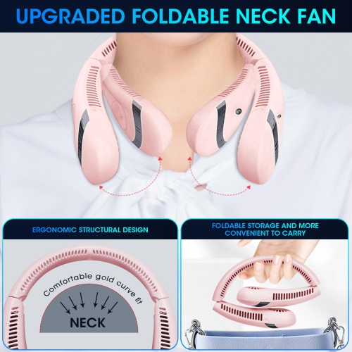 Neck Fan Rechargeable, 5000mAh Bladeless Portable Neck Fan Foldable 3 Speed Wearable Hands-Free Personal Cooling Fan with LED Display for Traveling,