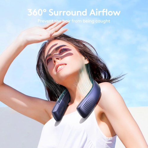4000mAh Rechargeable Portable Neck Fan, Bladeless Neck Fan, Personal Wearable Fan with Upgraded Air Volume, 3 Speeds, 360° Cooling, for Travel,