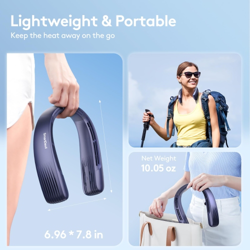 4000mAh Rechargeable Portable Neck Fan, Bladeless Neck Fan, Personal Wearable Fan with Upgraded Air Volume, 3 Speeds, 360° Cooling, for Travel,