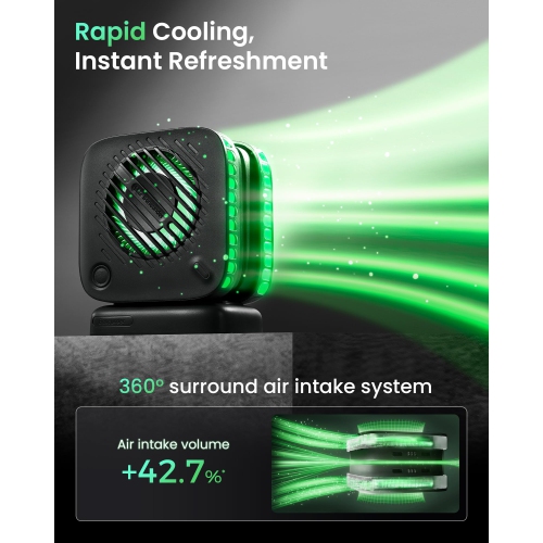 Ultra Lightweight Portable Personal Fan with 4 Adjustable Speeds - Rechargeable Hands Free Fan with Long Battery Life for Travel, Work, and Leisure