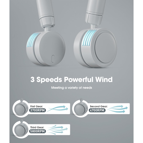 Hands Free Bladeless Fan, 360° Cooling Personal Fan, Battery USB Rechargeable 3 Speed Adjustable Wearable Fan for Outdoor Indoor Office Travel