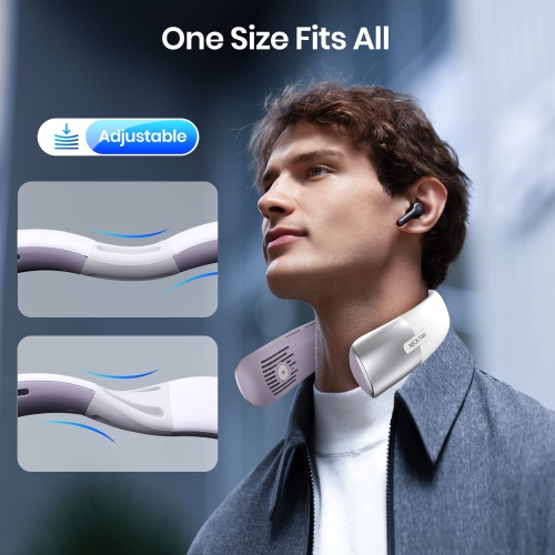 Ventilateur de cou portatif, 5 vitesses réglables avec ventilateur personnel 360 °C, ventilateur sans pales 4000 mAh mains libres,