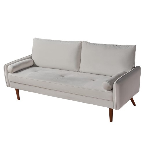 TOYTEXX  Velvet Sofa, 68 Inch Mid Century Modern 3-Seater Sofa With 2 Pillows for Home, Office