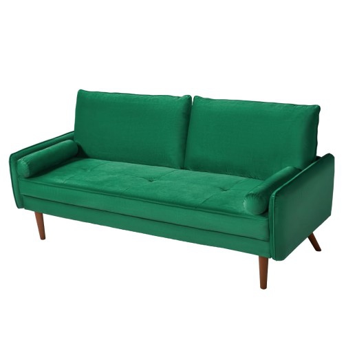 TOYTEXX  Velvet Sofa, 68 Inch Mid Century Modern 3-Seater Sofa With 2 Pillows for Home, Office