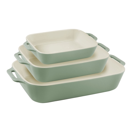 STAUB  Ceramique Rectangular Baking Dish Set Eucalyptus 3 Piece