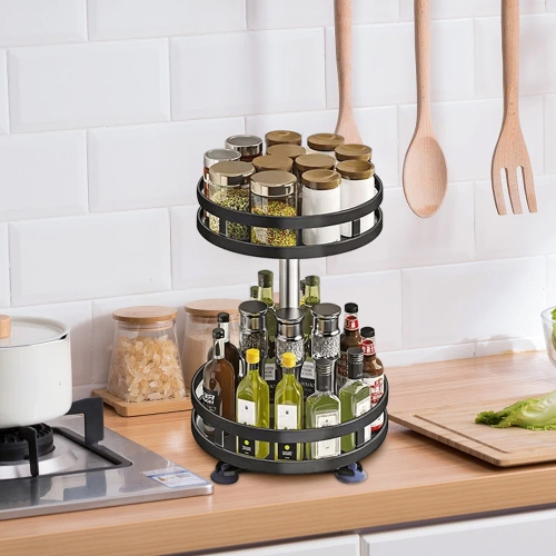 AXGEAR  Lazy Susan Spice Rack Organizer 2 Tier Rotate Height Adjustable Kitchen Counter