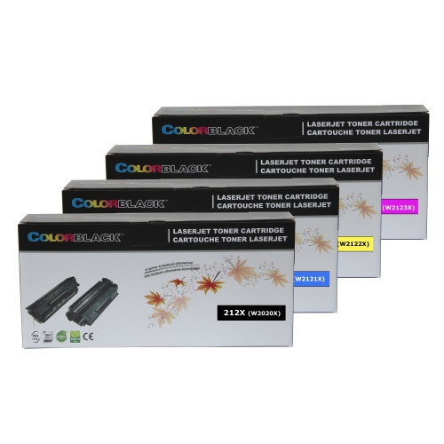 Premium Remanufactured Set of 4 Colors High Yield Toner Cartridg for HP 212X (W2120X W2121X W2122X W2123X)