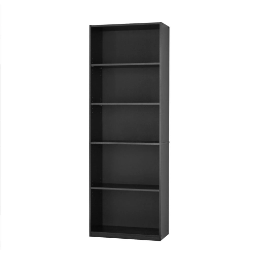 Mainstays 5-Shelf Bookcase with Adjustable Shelves, Multiple Colors, 71" tall, Black