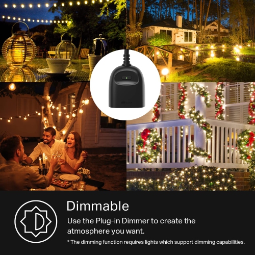 Kasa Smart Outdoor Dimmer Plug by TP-Link - IP64 Waterproof Plug for Outdoor String Lights, Works with Alexa
