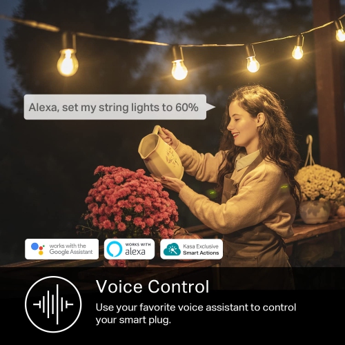 Kasa Smart Outdoor Dimmer Plug by TP-Link - IP64 Waterproof Plug for Outdoor String Lights, Works with Alexa