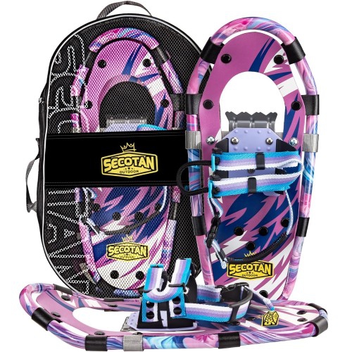 TOYTEXX  Kids Snowshoes, 17 Inch Lightweight Aluminum Snowshoes With Bag for Kids, Youth 6-12 Years Old (Purple)