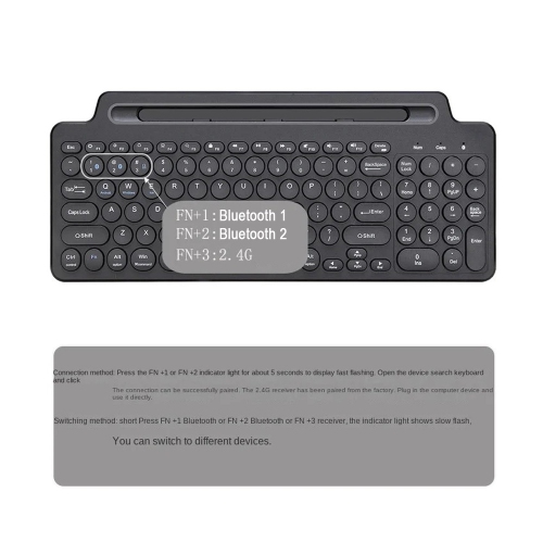 axGear Bluetooth 2.4G Cordless Keyboard Phone Tablet Slot Stand Wireless 3 Devices
