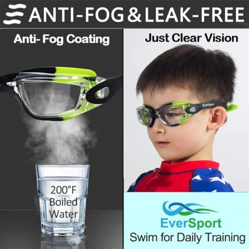 Kids Swim Goggles 2 Pack, Anti-Fog, Anti-UV Swimming Goggles for Children, Teens, Youth