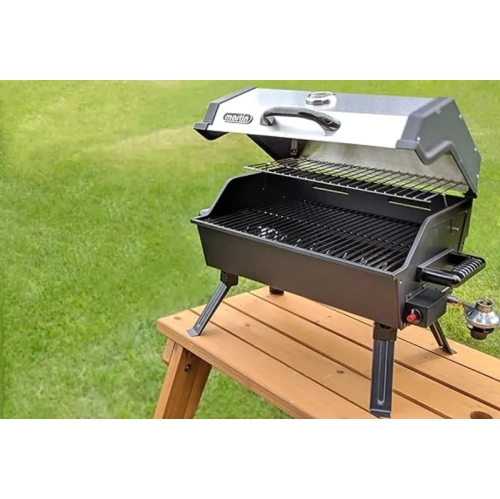 Portable Propane BBQ Grill | Stainless Steel Charcoal Grill | 14,000 BTU Heat Control | CSA Certified | Ideal for Outdoor Cooking, Camping, Picnics