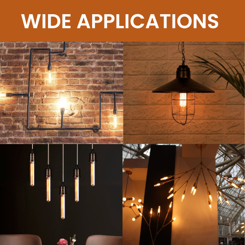 LED T10 Dimmable Filament Bulb, 4W 400 Lumens, E26 Tubular Vintage Bulb, 3000K Soft White, Edison E26 Base CUL/UL Certified (Pack of 4)