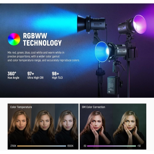 Open Box - NEEWER MS60C RGB LED Video Light Handheld Spotlight