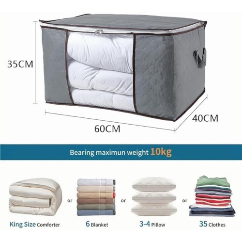 Livearty 90L Large Storage Bags, 6 Bags Clothes Storage Bins Foldable Closet Organizer Storage Containers with Durable Handles Thick Fabric for