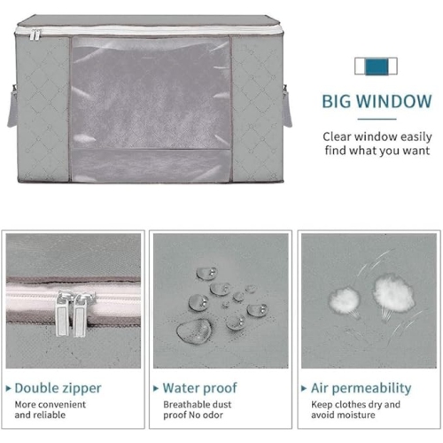 Livearty 90L Large Storage Bags, 6 Bags Clothes Storage Bins Foldable Closet Organizer Storage Containers with Durable Handles Thick Fabric for