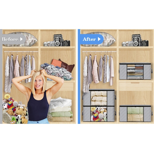 Livearty 90L Large Storage Bags, 6 Bags Clothes Storage Bins Foldable Closet Organizer Storage Containers with Durable Handles Thick Fabric for