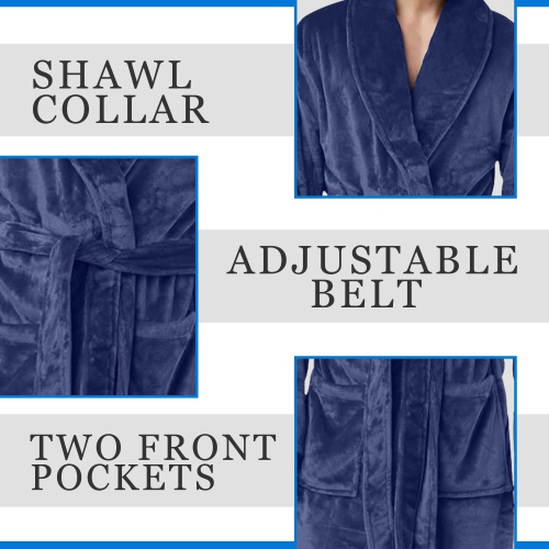 Canadian Linen Women Fleece Bathrobe Shawl Collar Kimono Bath Robes for Women and Men Long Robe Soft Plush Robe Spa Robe